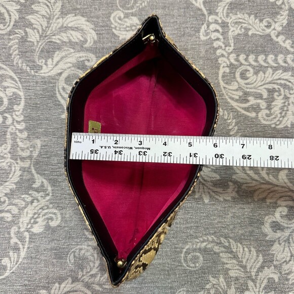 LORELEI Envelope Clutch Purse Womens Small Snakeskin Print Brown Tan Black